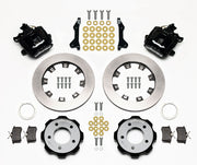 Wilwood Civic Si Rear Brakes, Black Combination Calipers, black calipers and plain rotor components laid out