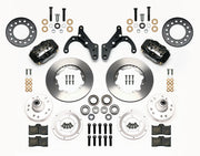 Wilwood Front Brake/Hub Kit, Full-Size Chevy Plain Rotors, black calipers and plain rotor components laid out