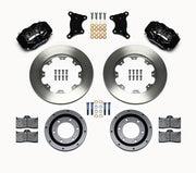 Wilwood Shelby CSX6000 Front Brakes with 12.19-Inch Rotors, black calipers and plain rotor components laid out