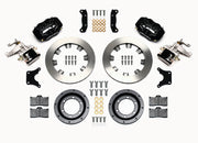 Wilwood Shelby CSX6000 Rear Brakes with MC4 Parking Calipers, black calipers and plain rotor components laid out