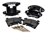 Wilwood Black Metric Front Brake Calipers, 2.50-Inch Bores, paired black calipers, pads and slide pins, closer product view
