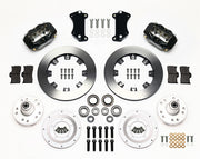 Wilwood front Forged Dynalite Internal kit for Chevrolet Bel Air/Nomad/One-Fifty Series/Sedan Delivery/Two-Ten Series/Del Ray: paired black calipers, 12.19-inch plain-face rotors and hardware laid out