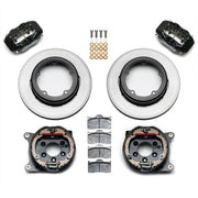 Wilwood rear Forged Dynalite Internal kit for Strange Engineering Floater 3.49-inch offset: paired black calipers, 12.19-inch plain-face rotors and hardware laid out