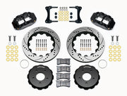 Wilwood front Forged Narrow Superlite 6R kit for Jeep Wrangler/Wrangler JK: paired black calipers, 14.00-inch drilled and slotted rotors and hardware laid out