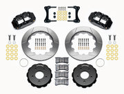 Wilwood front Forged Narrow Superlite 6R kit for Jeep Wrangler/Wrangler JK: paired black calipers, 14.00-inch slotted rotors and hardware laid out