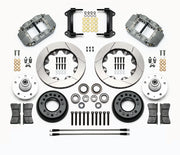 Wilwood front Forged Superlite 4R kit for Chevrolet/Pontiac Camaro/Firebird: paired gray calipers, 12.19-inch slotted rotors and hardware laid out