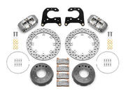 Wilwood rear Dynapro Lug Mount kit for Big Ford 2.36-inch offset: paired gray calipers, 11.44-inch drilled rotors and hardware laid out