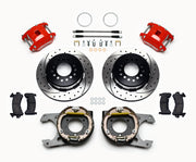 Wilwood rear D154 kit for Dana 35 2.56-inch offset: paired red calipers, 12.19-inch drilled and slotted rotors and hardware laid out