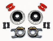Wilwood rear D154 kit for Large Chevy C10 2.42-inch offset: paired red calipers, 12.19-inch drilled and slotted rotors and hardware laid out