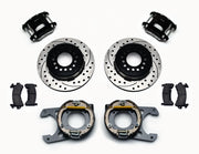 Wilwood rear D154 kit for Large Chevy C10 2.42-inch offset: paired black calipers, 12.19-inch drilled and slotted rotors and hardware laid out