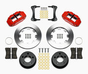 Wilwood front Forged Narrow Superlite 4R kit for Jeep Cherokee/Wagoneer/Comanche/Wrangler/TJ Series: paired red calipers, 12.19-inch plain-face rotors and hardware laid out