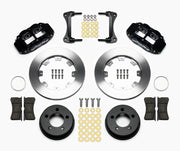 Wilwood front Forged Narrow Superlite 4R kit for Jeep Cherokee/Wagoneer/Comanche/Wrangler/TJ Series: paired black calipers, 12.19-inch plain-face rotors and hardware laid out