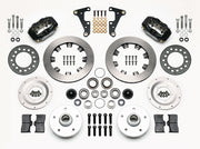Wilwood front Forged Dynalite Internal kit for Oldsmobile drum spindle: paired black calipers, 11.75-inch plain-face rotors and hardware laid out