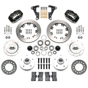 Wilwood front Forged Dynalite Internal kit for Cadillac drum spindle: paired black calipers, 11.75-inch plain-face rotors and hardware laid out