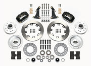 Wilwood front Forged Dynalite Internal kit for Packard drum spindle: paired black calipers, 11.75-inch plain-face rotors and hardware laid out