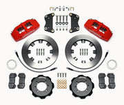 Wilwood front Dynapro 6 kit for Fiat 500: paired red calipers, 12.19-inch plain-face rotors and hardware laid out