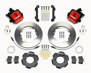 Wilwood rear brake kit for 500, red Combination Parking Brake calipers and 11.00-inch plain-face rotors laid out
