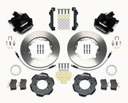 Wilwood rear brake kit for 500, black Combination Parking Brake calipers and 11.00-inch plain-face rotors laid out