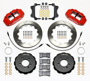 Wilwood front brake kit for Volkswagen/Audi, red Superlite 6R calipers and 12.88-inch slotted rotors laid out