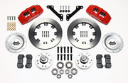 Wilwood front brake kit for Buick/Chevrolet/Oldsmobile/Pontiac, red Dynapro 6 calipers and 12.19-inch plain-face rotors laid out