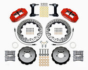 Wilwood front brake kit for FR-S/BRZ/86/GR86, red Superlite 6R calipers and 12.88-inch drilled/slotted rotors laid out