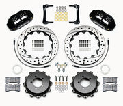 Wilwood rear brake kit for FR-S/BRZ/86/GR86, black Superlite 4R calipers and 12.88-inch drilled/slotted rotors laid out