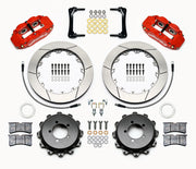 Wilwood rear brake kit for FR-S/BRZ/86/GR86, red Superlite 4R calipers and 12.88-inch slotted rotors laid out
