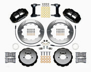 Wilwood front brake kit for Subaru, black Superlite 6R calipers and 13.06-inch slotted rotors laid out