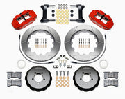 Wilwood front brake kit for Subaru, red Superlite 6R calipers and 14.00-inch slotted rotors laid out