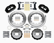 Wilwood front brake kit for Subaru, black Superlite 6R calipers and 14.00-inch slotted rotors laid out