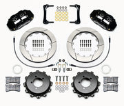 Wilwood rear brake kit for Impreza, black Superlite 4R calipers and 12.88-inch slotted rotors laid out