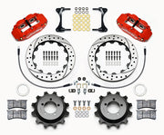 Wilwood rear brake kit for Impreza/Forester/9-2X, red Superlite 4R calipers and 12.88-inch drilled/slotted rotors laid out