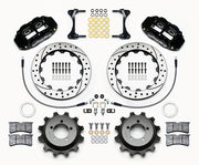 Wilwood rear brake kit for Impreza/Forester/9-2X, black Superlite 4R calipers and 12.88-inch drilled/slotted rotors laid out