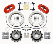 Wilwood rear brake kit for Impreza/Forester/9-2X, red Superlite 4R calipers and 12.88-inch slotted rotors laid out