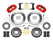 Wilwood front brake kit for MX-5 Miata, red Superlite 6R calipers and 12.88-inch slotted rotors laid out