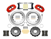 Wilwood front brake kit for MX-5 Miata, red Superlite 6R calipers and 14.00-inch slotted rotors laid out