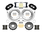 Wilwood front brake kit for MX-5 Miata, black Superlite 6R calipers and 14.00-inch slotted rotors laid out