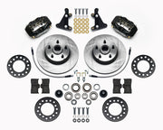 Wilwood front brake kit for listed 1949–1953 Ford/Mercury drum-spindle applications, black Dynalite Internal calipers and 11.29-inch plain-face rotors laid out