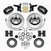 Wilwood front brake kit for listed 1954–1957 Ford/Mercury drum-spindle applications, black Dynalite Internal calipers and 11.29-inch plain-face rotors laid out