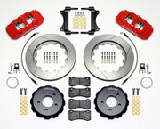 Wilwood front brake kit for G8, red AERO6 calipers and 14.25-inch slotted rotors laid out