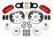 Wilwood front brake kit for listed 1970–1974 Ford/Mercury spindle applications, red Dynapro 6 calipers and 12.19-inch plain-face rotors laid out