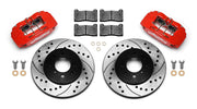 Wilwood front brake kit for Integra/Civic/Fit, red DPHA calipers and 10.32-inch drilled/slotted rotors laid out