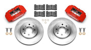 Wilwood front brake kit for Integra/Civic/Fit, red DPHA calipers and 10.32-inch plain-face rotors laid out