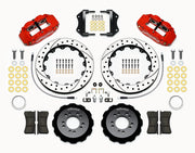 Wilwood front brake kit for Focus, red Superlite 6R calipers and 12.88-inch drilled/slotted rotors laid out
