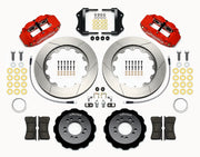 Wilwood front brake kit for Focus, red Superlite 6R calipers and 14.00-inch slotted rotors laid out