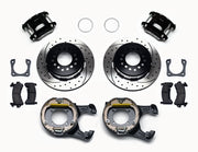 Wilwood rear brake kit for Chevrolet/Oldsmobile/Pontiac/Buick, black D154 calipers and 12.19-inch drilled/slotted rotors laid out