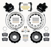 Wilwood rear brake kit for Focus, black Combination Parking Brake calipers and 12.88-inch drilled/slotted rotors laid out