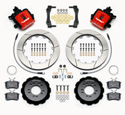 Wilwood rear brake kit for Focus, red Combination Parking Brake calipers and 12.88-inch slotted rotors laid out