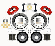 Wilwood front brake kit for Genesis Coupe, red Superlite 6R calipers and 13.06-inch drilled/slotted rotors laid out
