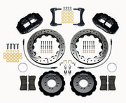 Wilwood front brake kit for Genesis Coupe, black Superlite 6R calipers and 13.06-inch drilled/slotted rotors laid out